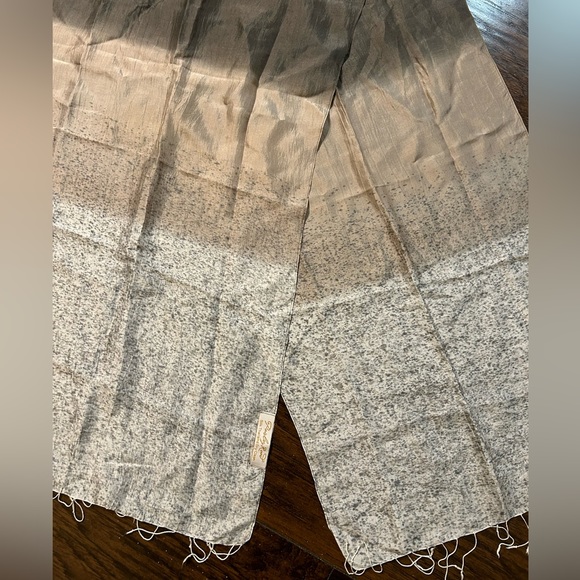 Paisley Road lightweight Silk Scarf, Beautiful gray/tan ombré, 68” long, 16”wide - Picture 2 of 3